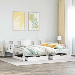 vidaXL, vidaXL Tagesbett Ausziehbar mit Schubladen Weiß 90x190 cm Kiefernholz