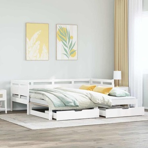 vidaXL, vidaXL Tagesbett Ausziehbar mit Schubladen Weiß 90x190 cm Kiefernholz