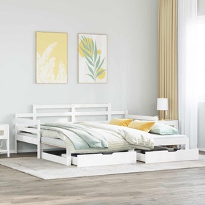 vidaXL, vidaXL Tagesbett Ausziehbar mit Schubladen Weiß 90x190 cm Kiefernholz
