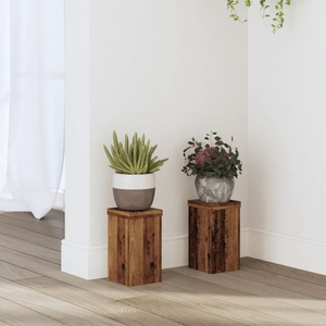 vidaXL, vidaXL Pflanzenständer 2 Stk. Altholz-Optik 10x10x18 cm Holzwerkstoff