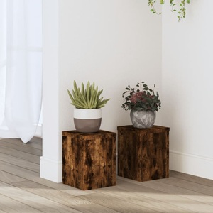 vidaXL, vidaXL Pflanzenständer 2 Stk. Räuchereiche 15x15x20 cm Holzwerkstoff