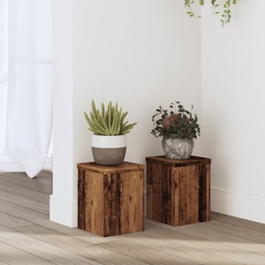 vidaXL, vidaXL Pflanzenständer 2 Stk. Altholz-Optik 15x15x20 cm Holzwerkstoff