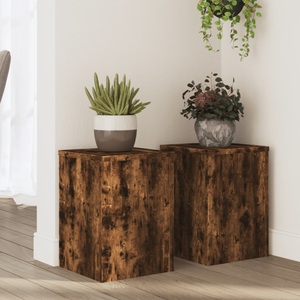 vidaXL, vidaXL Pflanzenständer 2 Stk. Räuchereiche 25x25x35 cm Holzwerkstoff