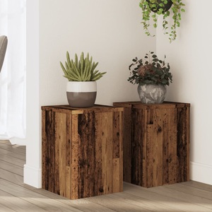vidaXL, vidaXL Pflanzenständer 2 Stk. Altholz-Optik 25x25x35 cm Holzwerkstoff