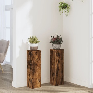 vidaXL, vidaXL Pflanzenständer 2 Stk. Räuchereiche 17x17x60 cm Holzwerkstoff