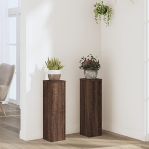 vidaXL, vidaXL Pflanzenständer 2 Stk. Eichen-Optik 17x17x60 cm Holzwerkstoff