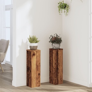 vidaXL, vidaXL Pflanzenständer 2 Stk. Altholz-Optik 17x17x60 cm Holzwerkstoff