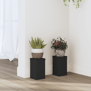 vidaXL, vidaXL Pflanzenständer 2 Stk. Schwarz 10x10x18 cm Holzwerkstoff