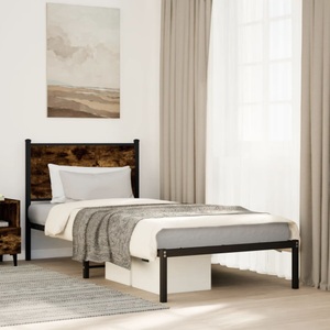 vidaXL, vidaXL Bettgestell mit Kopfteil Metall Räuchereiche 80x200 cm, vidaXL Metallbett ohne Matratze Räuchereiche 80x200 cm