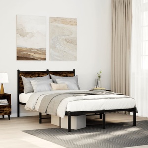 vidaXL, vidaXL Bettgestell mit Kopfteil Metall Räuchereiche 120x200 cm, vidaXL Metallbett ohne Matratze Räuchereiche 120x200 cm