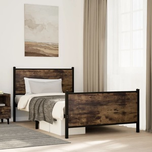 vidaXL, vidaXL Bettgestell mit Kopf- und Fußteil Metall Räuchereiche 100x190cm