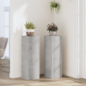 vidaXL, vidaXL Pflanzenständer 2 Stk. Betongrau 25x25x80 cm Holzwerkstoff