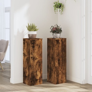 vidaXL, vidaXL Pflanzenständer 2 Stk. Räuchereiche 25x25x80 cm Holzwerkstoff