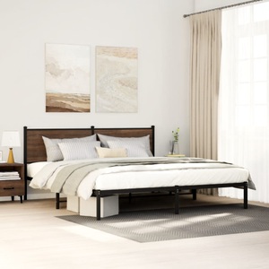 vidaXL, vidaXL Bettgestell mit Kopfteil Metall Braun Eichen-Optik 183x213 cm