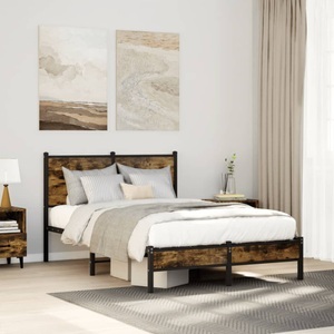 vidaXL, vidaXL Metallbett ohne Matratze Räuchereiche 120x190 cm, vidaXL Metallbett ohne Matratze Räuchereiche 120x190 cm