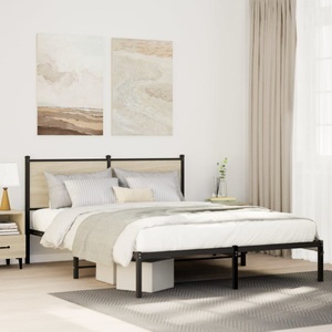 vidaXL, vidaXL Bettgestell mit Kopfteil Metall Sonoma-Eiche 140x190 cm