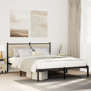 vidaXL, vidaXL Bettgestell mit Kopfteil Metall Sonoma-Eiche 140x190 cm