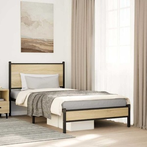 vidaXL, vidaXL Metallbett ohne Matratze Sonoma-Eiche 107x203 cm, vidaXL Metallbett ohne Matratze Sonoma-Eiche 107x203 cm