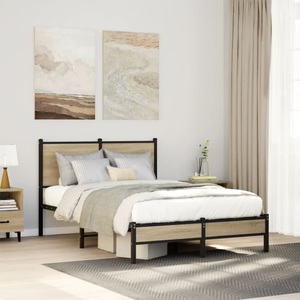 vidaXL, vidaXL Metallbett ohne Matratze Sonoma-Eiche 120x190 cm, vidaXL Metallbett ohne Matratze Sonoma-Eiche 120x190 cm