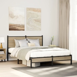 vidaXL, vidaXL Bettgestell mit Kopfteil Metall Sonoma-Eiche 137x190 cm