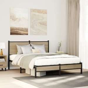 vidaXL, vidaXL Metallbett ohne Matratze Sonoma-Eiche 140x200 cm, vidaXL Metallbett ohne Matratze Sonoma-Eiche 140x200 cm