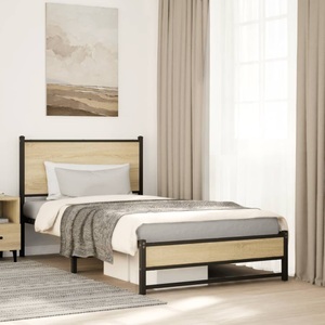 vidaXL, vidaXL Metallbett ohne Matratze Sonoma-Eiche 100x200 cm