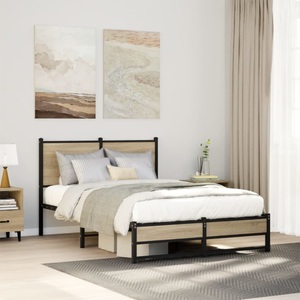 vidaXL, vidaXL Metallbett ohne Matratze Sonoma-Eiche 120x190 cm