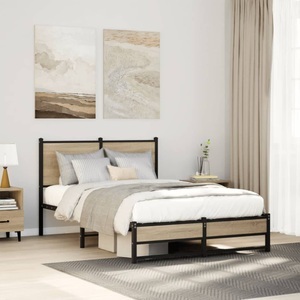 vidaXL, vidaXL Metallbett ohne Matratze Sonoma-Eiche 120x200 cm, vidaXL Metallbett ohne Matratze Sonoma-Eiche 120x200 cm