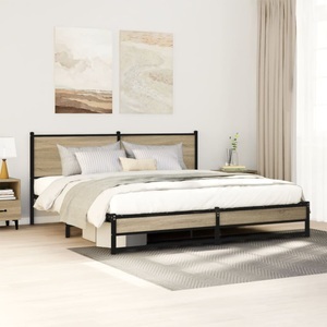 vidaXL, vidaXL Metallbett ohne Matratze Sonoma-Eiche 160x200 cm, vidaXL Metallbett ohne Matratze Sonoma-Eiche 160x200 cm