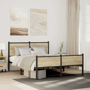 vidaXL, vidaXL Metallbett ohne Matratze Sonoma-Eiche 140x190 cm, vidaXL Metallbett ohne Matratze Sonoma-Eiche 140x190 cm