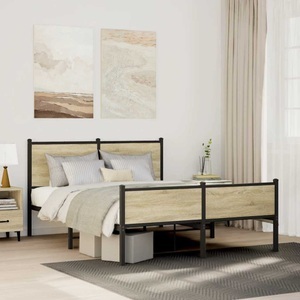 vidaXL, vidaXL Metallbett ohne Matratze Sonoma-Eiche 140x200 cm, vidaXL Metallbett ohne Matratze Sonoma-Eiche 140x200 cm