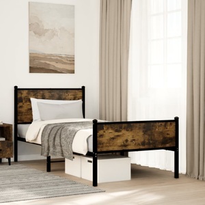 vidaXL, vidaXL Metallbett ohne Matratze Räuchereiche 80x200 cm, vidaXL Metallbett ohne Matratze Räuchereiche 80x200 cm
