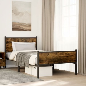 vidaXL, vidaXL Metallbett ohne Matratze Räuchereiche 100x190 cm