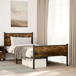 vidaXL, vidaXL Metallbett ohne Matratze Räuchereiche 107x203 cm, vidaXL Metallbett ohne Matratze Räuchereiche 107x203 cm