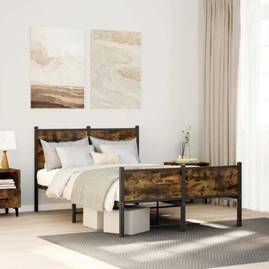 vidaXL, vidaXL Metallbett ohne Matratze Räuchereiche 120x190 cm, vidaXL Metallbett ohne Matratze Räuchereiche 120x190 cm