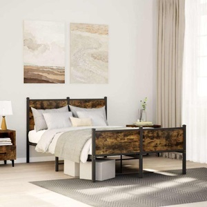 vidaXL, vidaXL Metallbett ohne Matratze Räuchereiche 120x200 cm, vidaXL Metallbett ohne Matratze Räuchereiche 120x200 cm