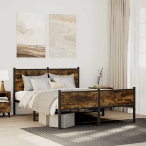 vidaXL, vidaXL Metallbett ohne Matratze Räuchereiche 140x190 cm
