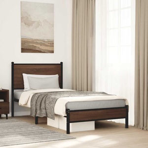 vidaXL, vidaXL Bettgestell mit Kopfteil Metall Braun Eichen-Optik 80x200 cm