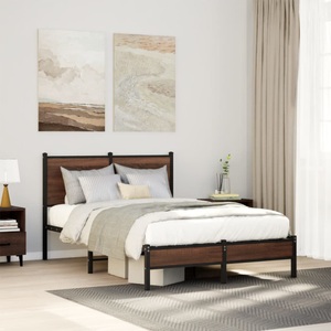 vidaXL, vidaXL Bettgestell mit Kopfteil Metall Braun Eichen-Optik 120x200 cm