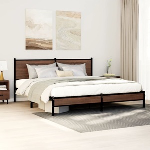 vidaXL, vidaXL Bettgestell mit Kopfteil Metall Braun Eichen-Optik 160x200 cm