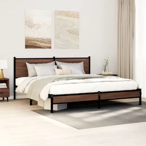 vidaXL, vidaXL Bettgestell mit Kopfteil Metall Braun Eichen-Optik 160x200 cm
