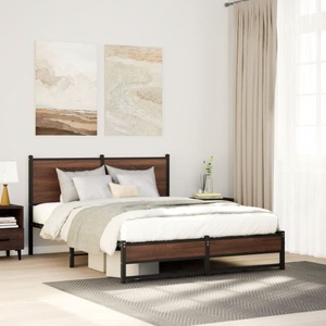 vidaXL, vidaXL Metallbett ohne Matratze Braun Eichen-Optik 150x200 cm