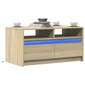 vidaXL, vidaXL LED-Couchtisch Sonoma-Eiche Holzwerkstoff, vidaXL LED-Couchtisch Sonoma-Eiche Holzwerkstoff