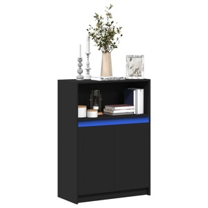 vidaXL, vidaXL Sideboard mit LED Schwarz 72x34x100 cm Holzwerkstoff