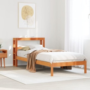 vidaXL, vidaXL Massivholzbett mit Kopfteil Wachsbraun 75x190 cm Kiefer