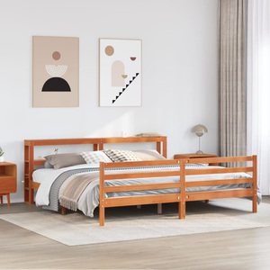 vidaXL, vidaXL Massivholzbett ohne Matratze Wachsbraun 200x200 Kiefernholz