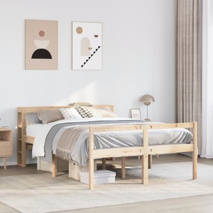 vidaXL, vidaXL Seniorenbett mit Kopfteil 135x190 cm Massivholz Kiefer