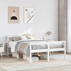 vidaXL, vidaXL Seniorenbett mit Kopfteil Weiß 140x200 cm Massivholz Kiefer