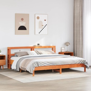 vidaXL, vidaXL Massivholzbett ohne Matratze Wachsbraun 200x200 Kiefernholz