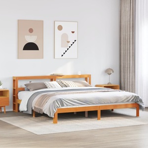 vidaXL, vidaXL Massivholzbett ohne Matratze Wachsbraun 180x200 Kiefernholz
